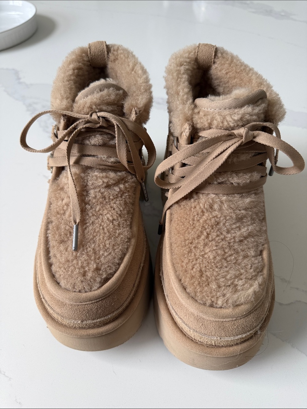 UGG Women's Lace-Up Shearling Ankle Boots - Chestnut